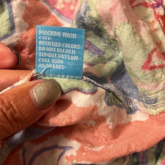 J. McLaughlin Floral Tropical Button Down Wrinkle Crinkle Shirt Sz XS - Picture 6 of 6